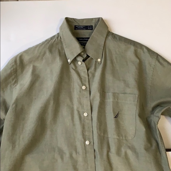 Nautica Men’s Olive Green Dress Shirt - Picture 2 of 8